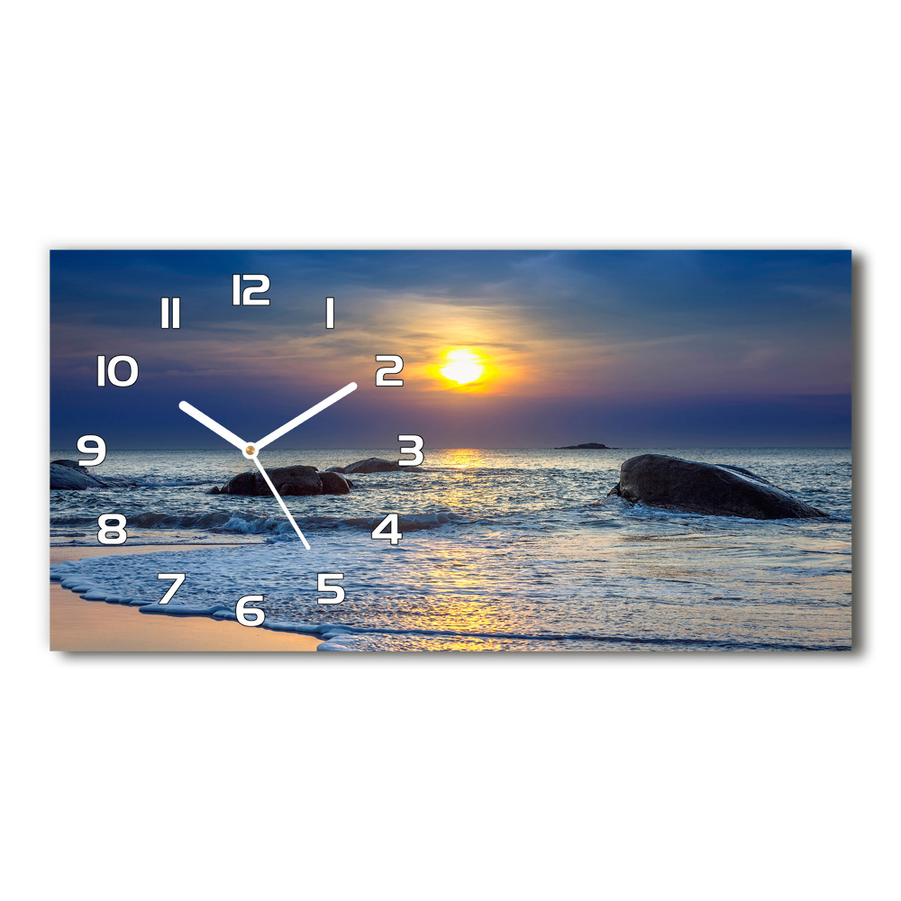 Horloge horizontale en verre Coucher de soleil sur la mer