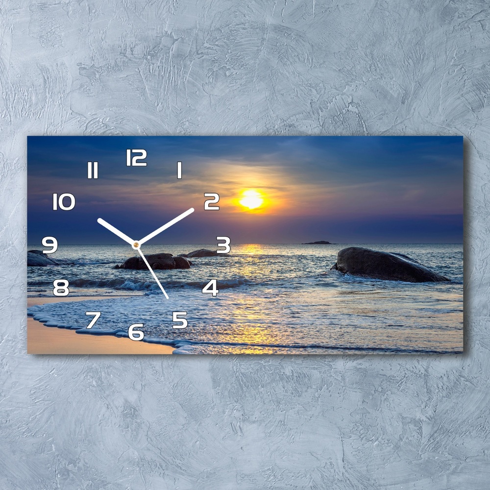 Horloge horizontale en verre Coucher de soleil sur la mer