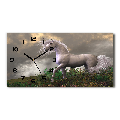 Horloge horizontale en verre Licorne grise