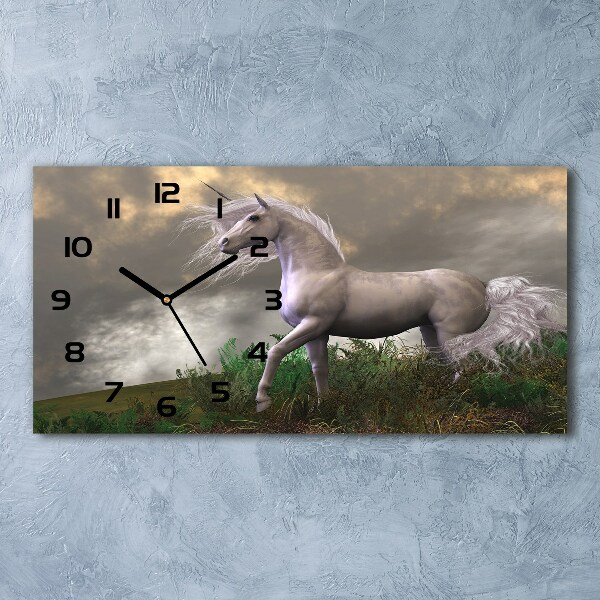 Horloge horizontale en verre Licorne grise