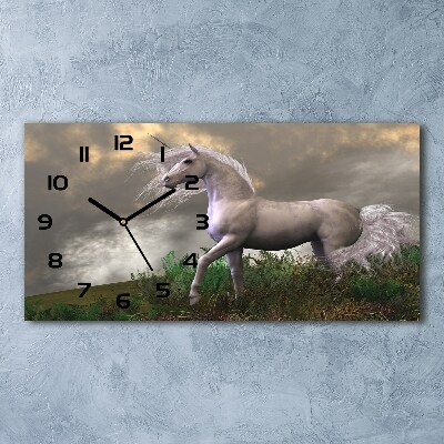 Horloge horizontale en verre Licorne grise