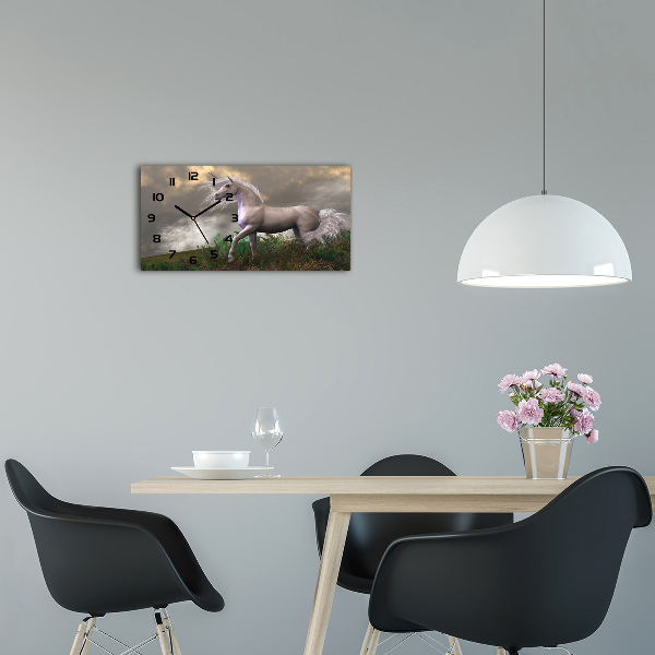 Horloge horizontale en verre Licorne grise