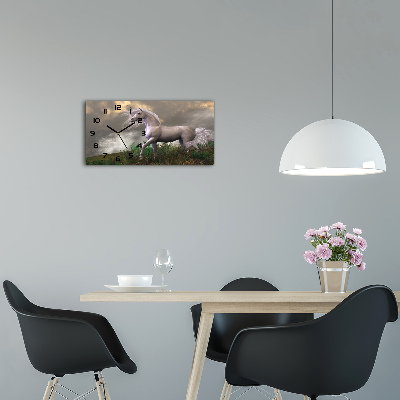 Horloge horizontale en verre Licorne grise