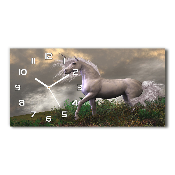 Horloge horizontale en verre Licorne grise