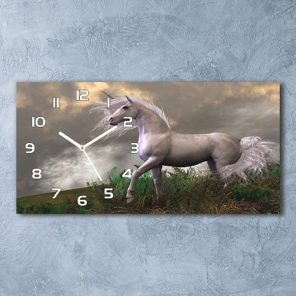 Horloge horizontale en verre Licorne grise