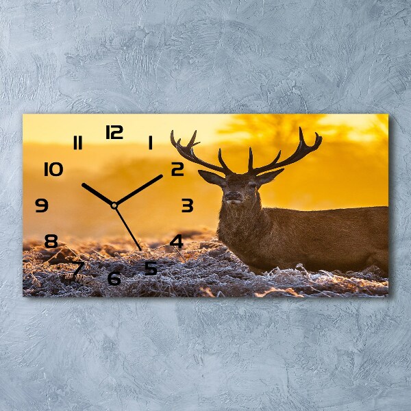 Horloge rectangulaire horizontale Cerf au lever du soleil