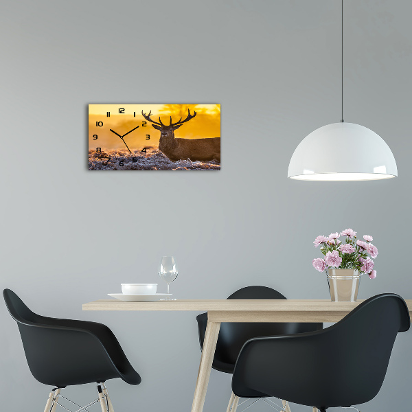 Horloge rectangulaire horizontale Cerf au lever du soleil