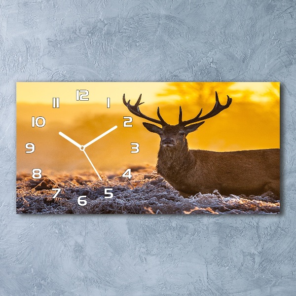 Horloge rectangulaire horizontale Cerf au lever du soleil