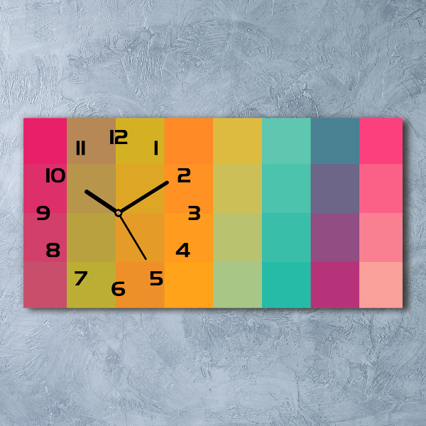 Horloge horizontale Carrés colorés
