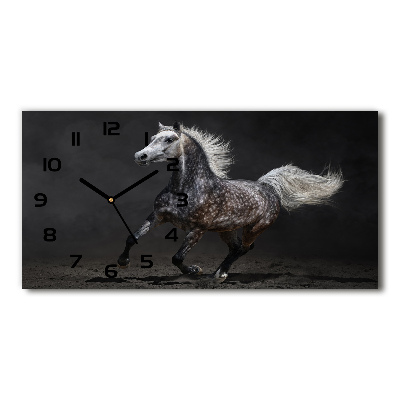 Horloge rectangulaire horizontale Cheval arabe gris