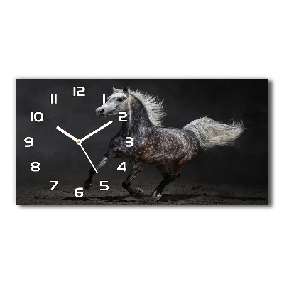 Horloge rectangulaire horizontale Cheval arabe gris