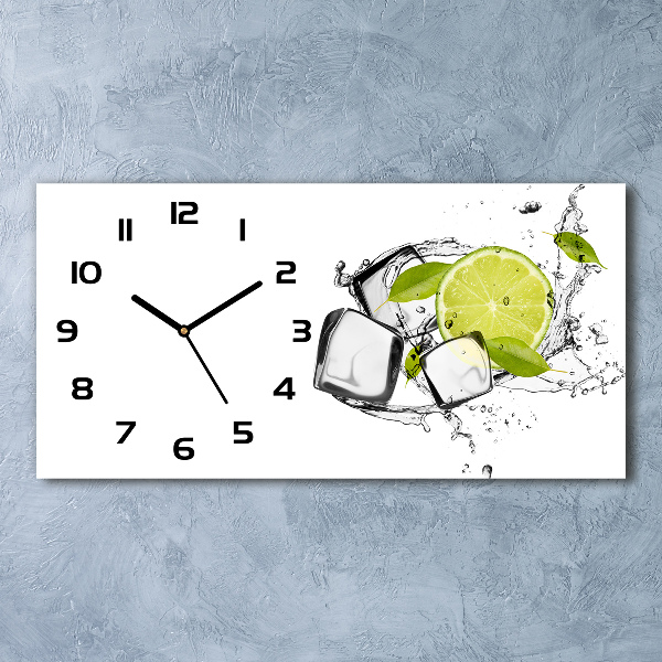 Horloge horizontale en verre Citron vert avec de la glace