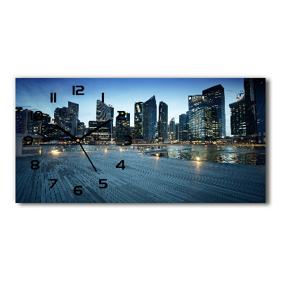 Horloge horizontale en verre Singapour la nuit