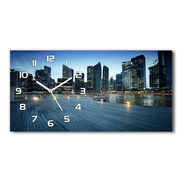 Horloge horizontale en verre Singapour la nuit
