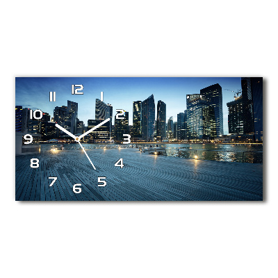 Horloge horizontale en verre Singapour la nuit