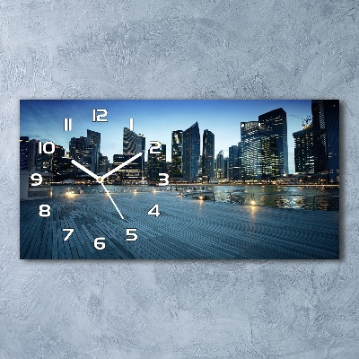 Horloge horizontale en verre Singapour la nuit