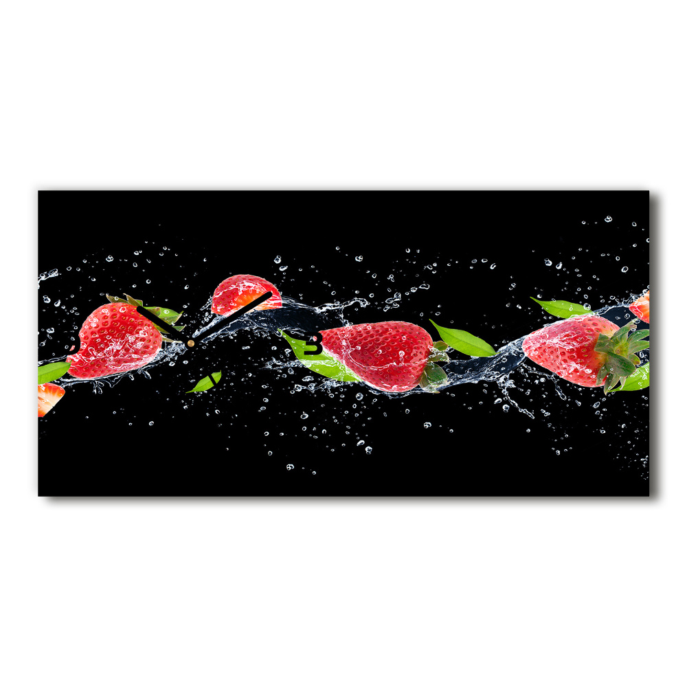 Horloge horizontale en verre Fraises et eau