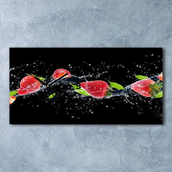 Horloge horizontale en verre Fraises et eau