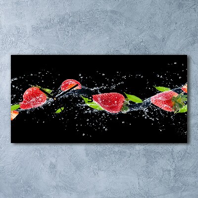 Horloge horizontale en verre Fraises et eau