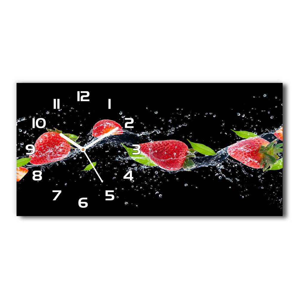 Horloge horizontale en verre Fraises et eau