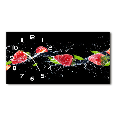 Horloge horizontale en verre Fraises et eau