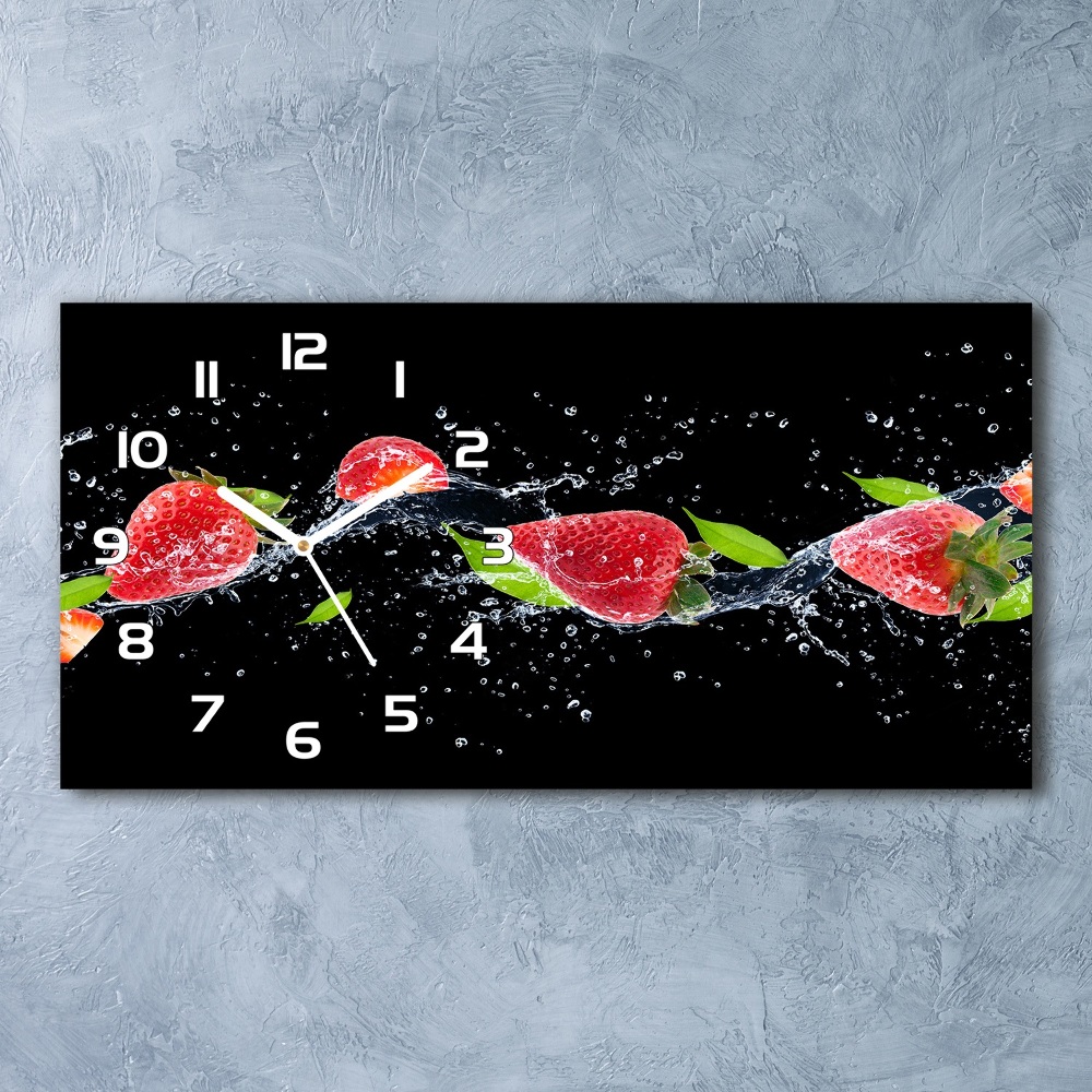 Horloge horizontale en verre Fraises et eau