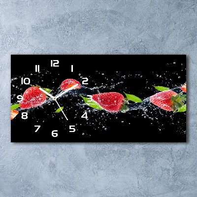 Horloge horizontale en verre Fraises et eau