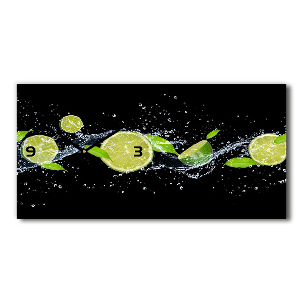 Horloge horizontale en verre Citrons verts et eau