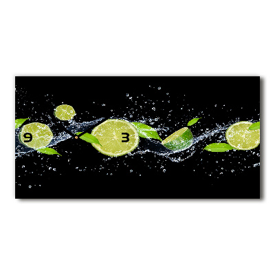Horloge horizontale en verre Citrons verts et eau