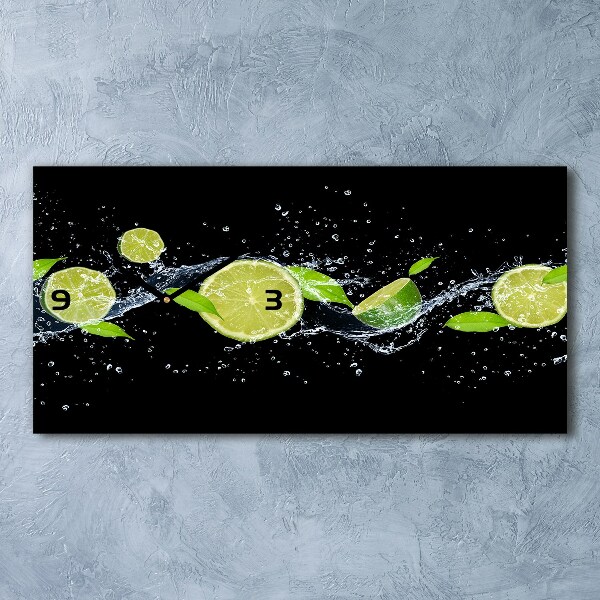 Horloge horizontale en verre Citrons verts et eau