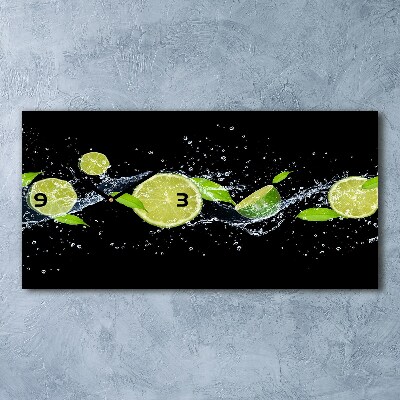 Horloge horizontale en verre Citrons verts et eau