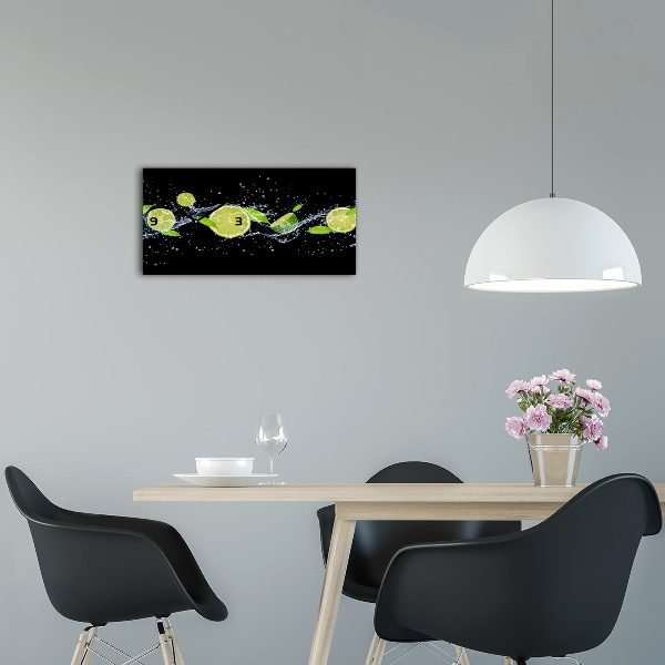 Horloge horizontale en verre Citrons verts et eau