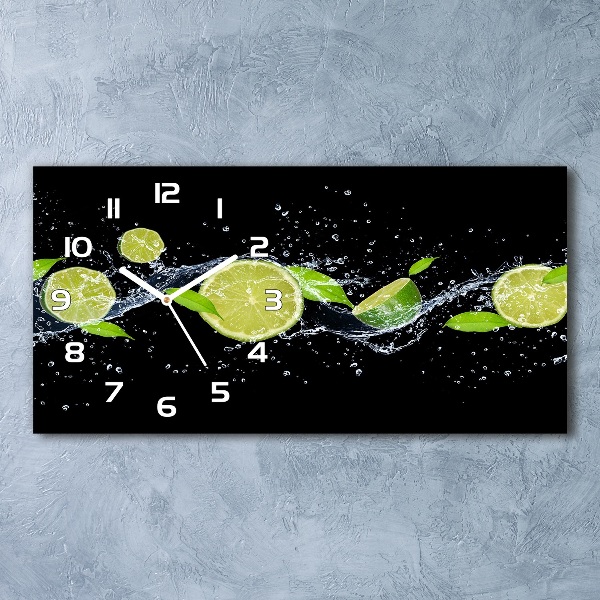 Horloge horizontale en verre Citrons verts et eau