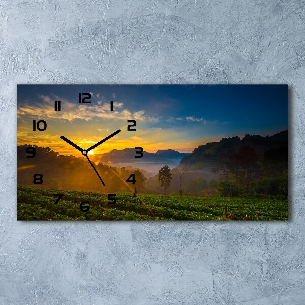 Horloge horizontale en verre Plantation de thé