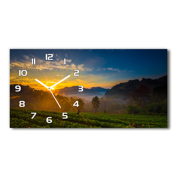 Horloge horizontale en verre Plantation de thé