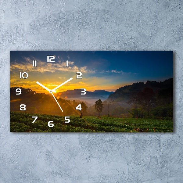 Horloge horizontale en verre Plantation de thé