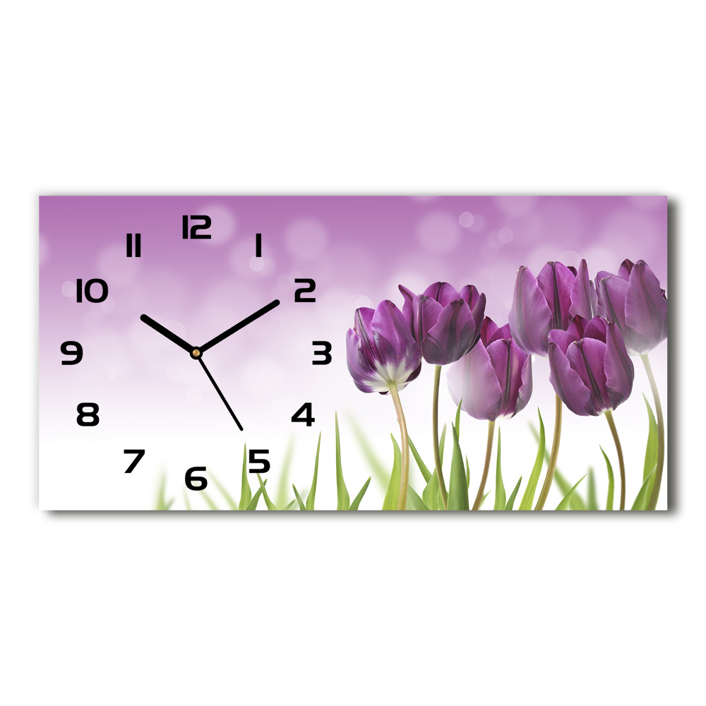 Horloge horizontale en verre Tulipes filigranes