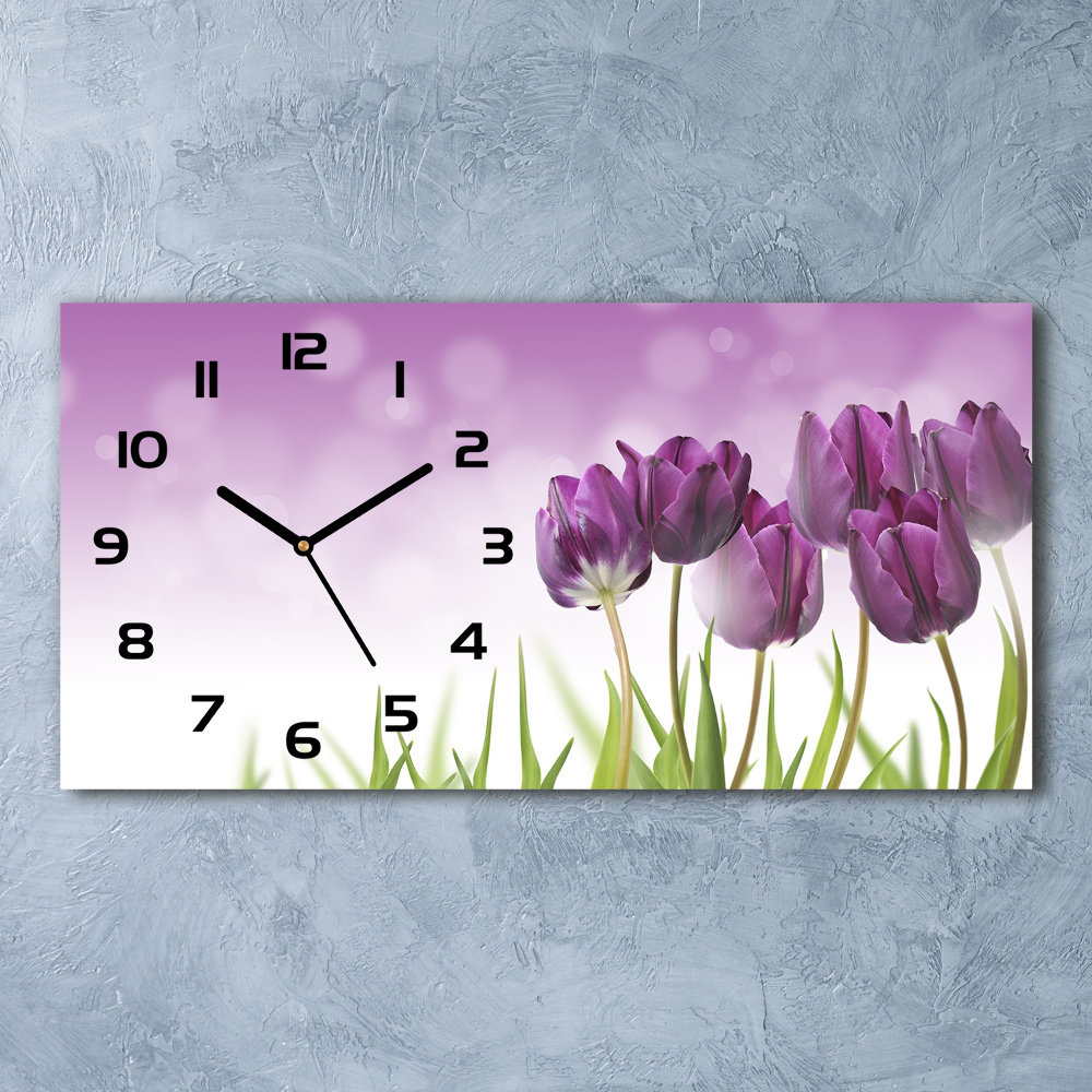 Horloge horizontale en verre Tulipes filigranes