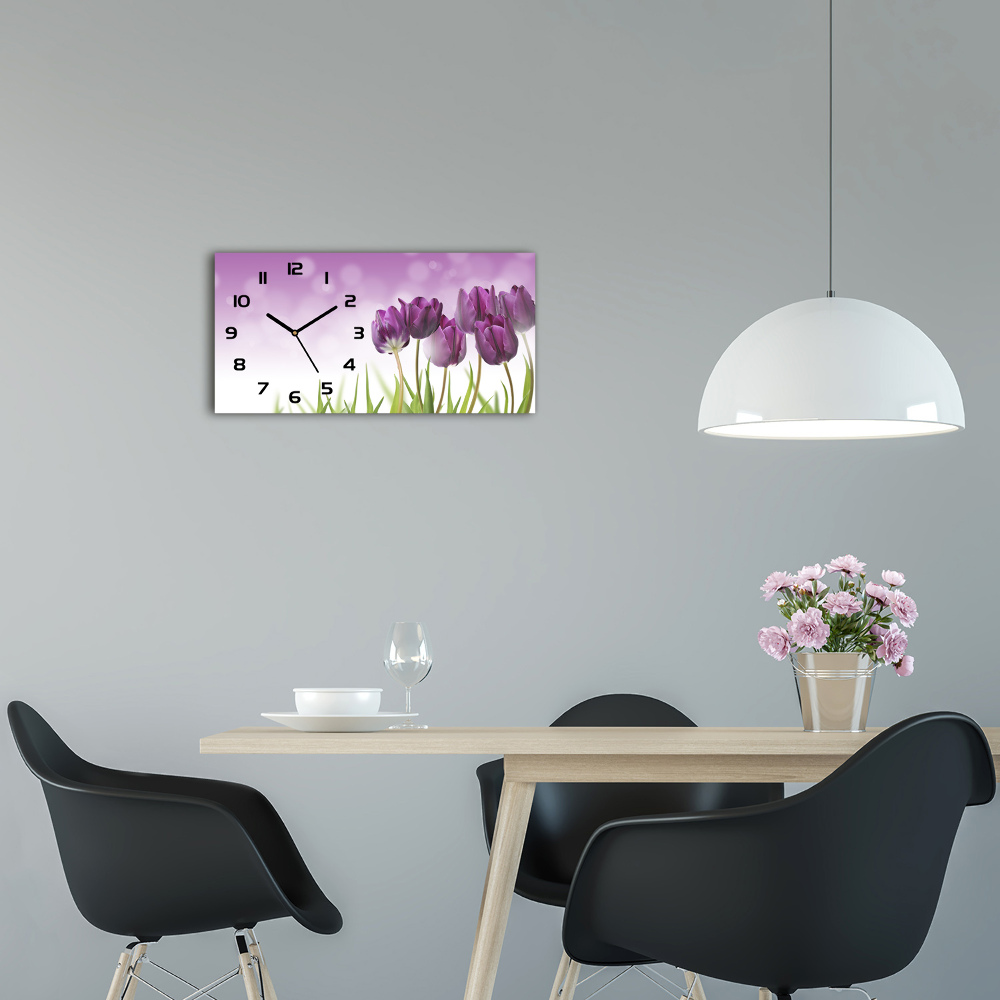 Horloge horizontale en verre Tulipes filigranes