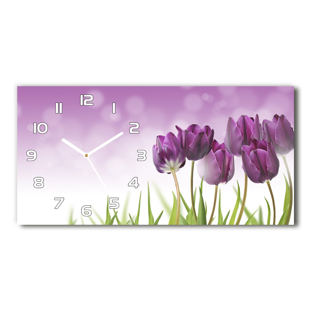 Horloge horizontale en verre Tulipes filigranes