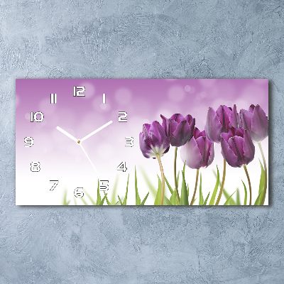 Horloge horizontale en verre Tulipes filigranes