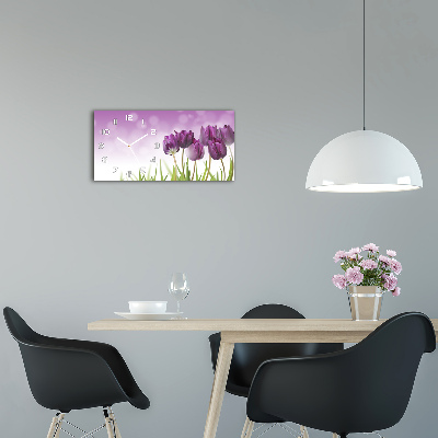 Horloge horizontale en verre Tulipes filigranes