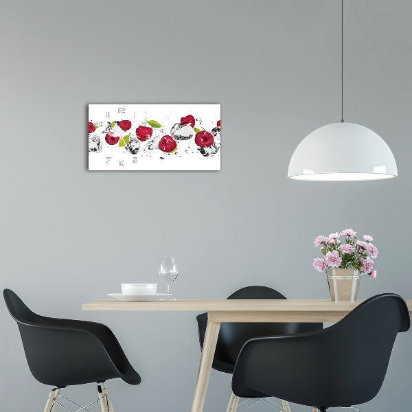Horloge horizontale en verre Framboise et eau