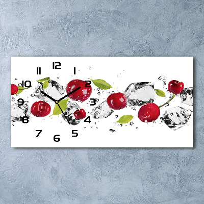 Horloge murale horizontale Cerises et eau