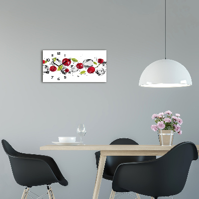Horloge murale horizontale Cerises et eau