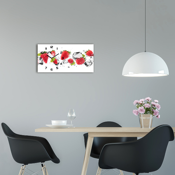 Horloge rectangulaire horizontale Fraises et eau