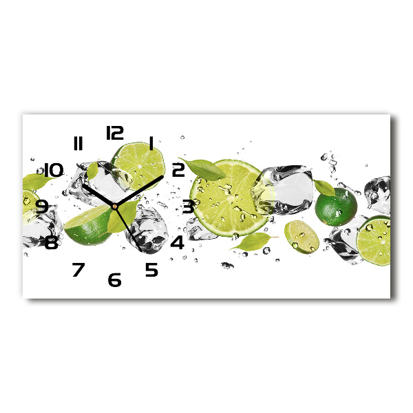 Horloge horizontale en verre Citron vert et eau