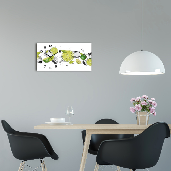 Horloge horizontale en verre Citron vert et eau