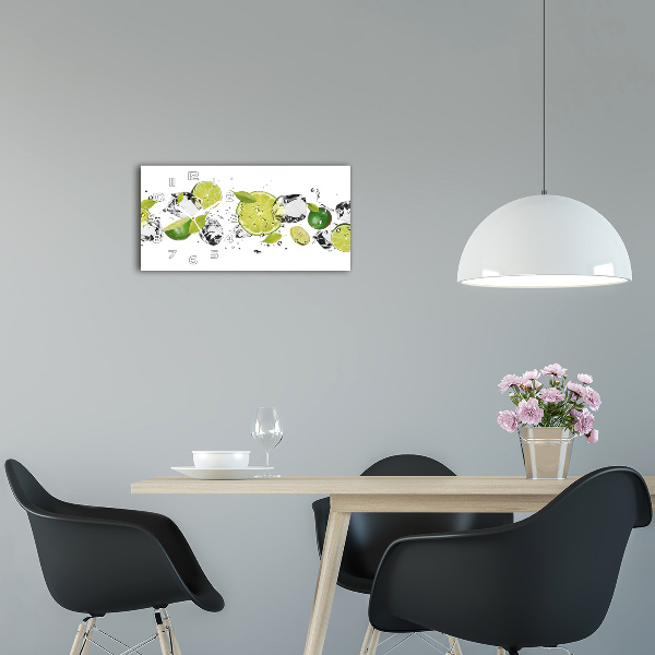 Horloge horizontale en verre Citron vert et eau