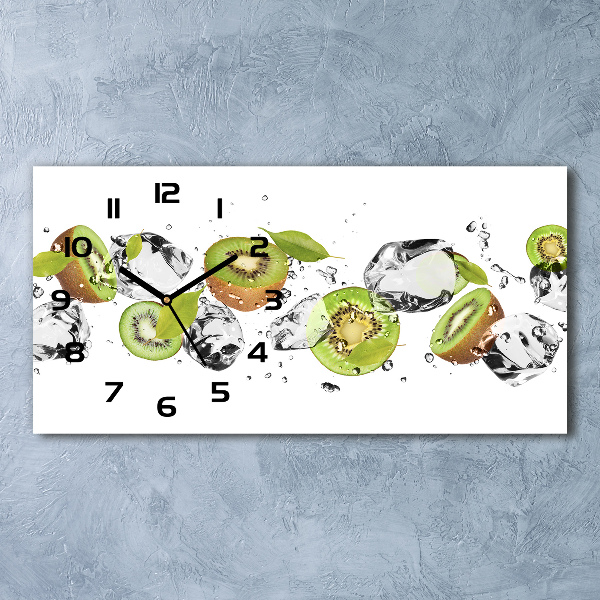 Horloge horizontale en verre Kiwi et eau